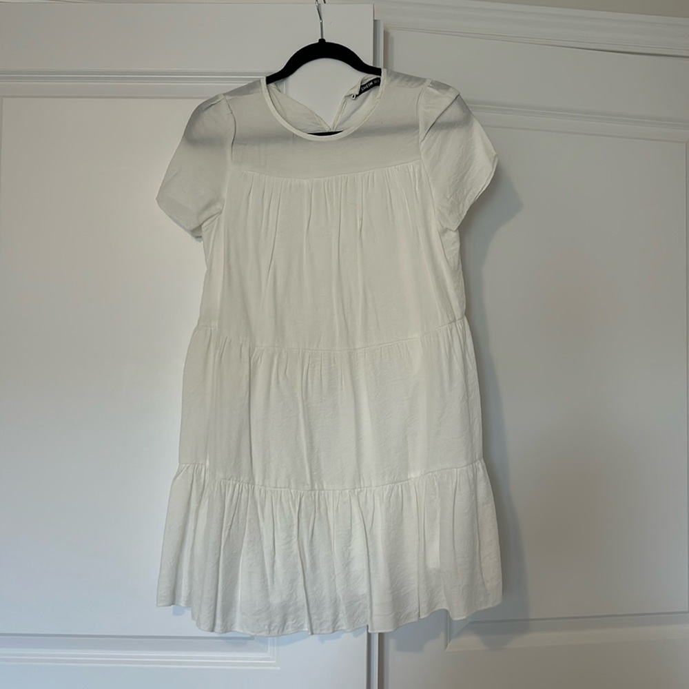 White flowy mini dress